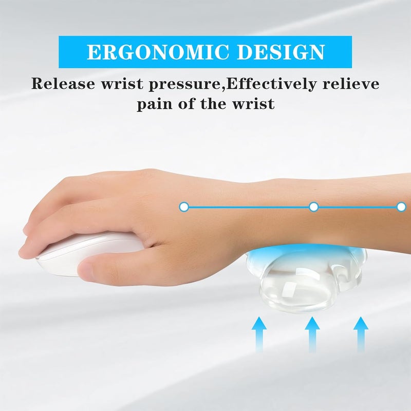 KEPUTAIER Gel Cloud Mouse Wrist Rest, Cute Wrist Support and Arm Support for Mouse Rest Typing Pain Relief，Suitable for Office/Computer/Laptop/Gaming (Transparent White) - Image 2